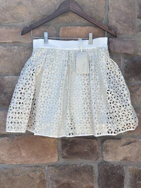 Elsy Girls' Cream Eyelet Skirt with Lined A-Line - Stylish Summer Layer